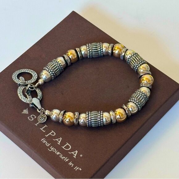 Silpada B1223 Sterling Silver & 14k Gold Bracelet - Picture 10 of 11